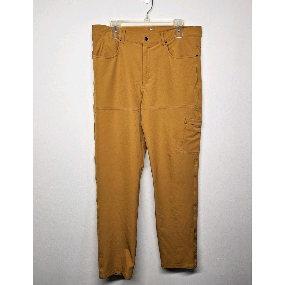 Stoic Men's Mustard Yellow 36x31 Stretchy Cargo Pants Pockets Lightweight EUC